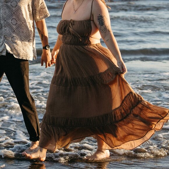 Free People Taking Sides Maxi Dress Brown - Picture 7 of 7